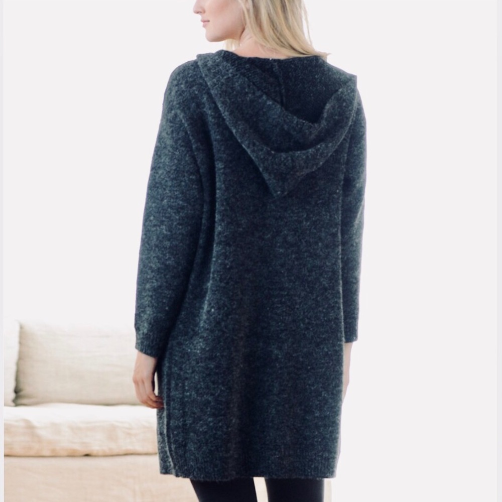 Clearance! Couture Charcoal Heather Grommet Hooded Cardigan - Picture 3 of 3